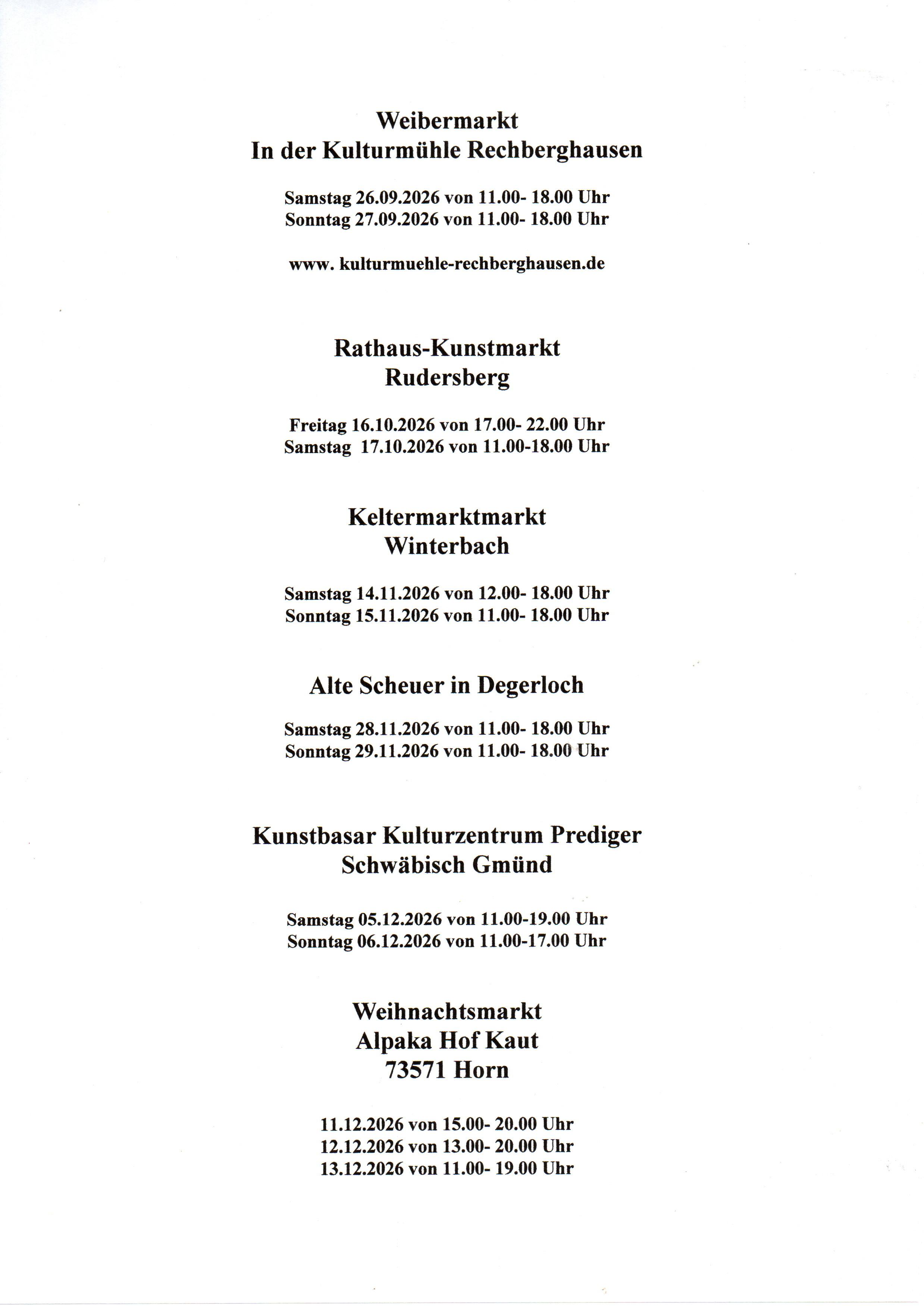 kommende Termine